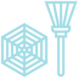 An icon depicting a broom and a spider web.