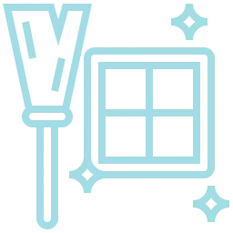 An icon depicting a broom and a clean window.