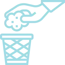 An icon depicting a some rubbish being thrown in a bin.